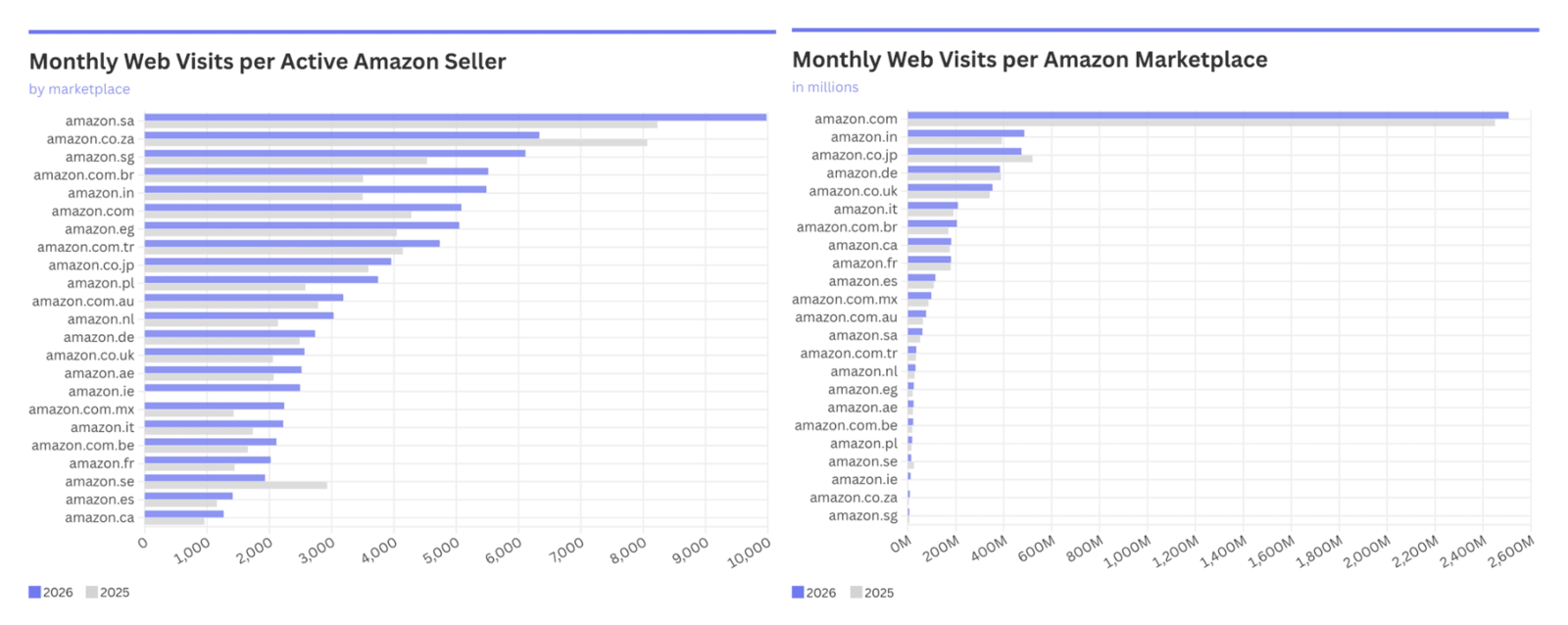 Amazon Monthly Web Visits