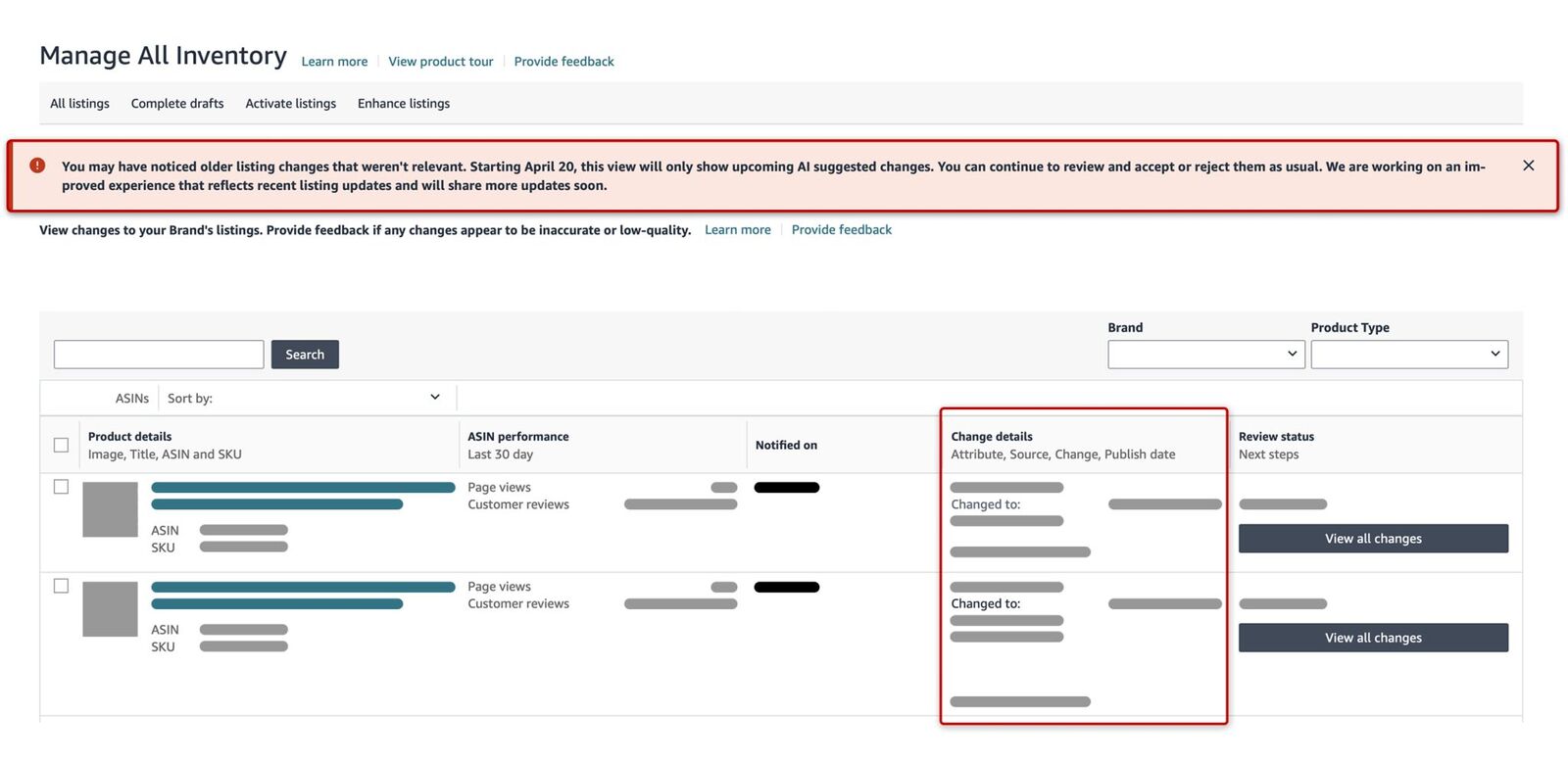 Amazon Review Listing Changes