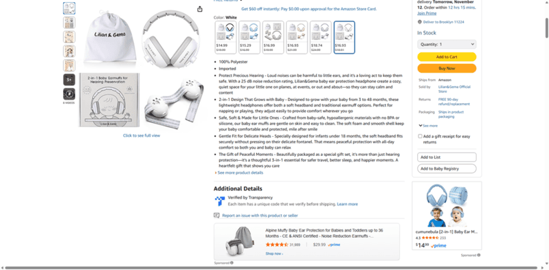 Sponsored Product Competitors Listing